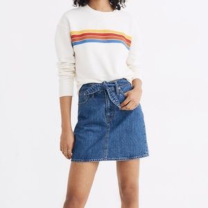 NWT madewell Rigid Denim Straight Mini Skirt in Haydel Wash: Tie-Waist Edition